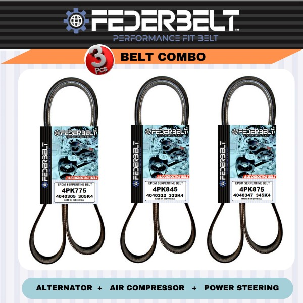 FEDERBELT COMBO 3PCS BELT KIT FIT 99-2000 HONDA CIVIC Si 1.6L DOHC B16A2