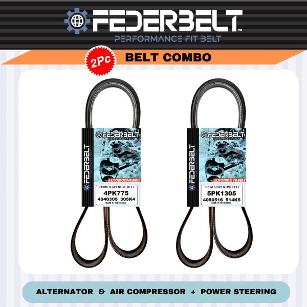 FEDERBELT COMBO 2PCS EPDM BELT KIT FIT 2002-2007 MITSUBICHI LANCER L4 2.0L