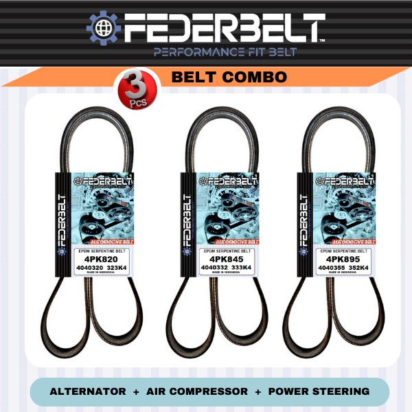 FEDERBELT COMBO 3 PCS BELT KIT FIT 97-01 HONDA CR-V 4PK820-845-895