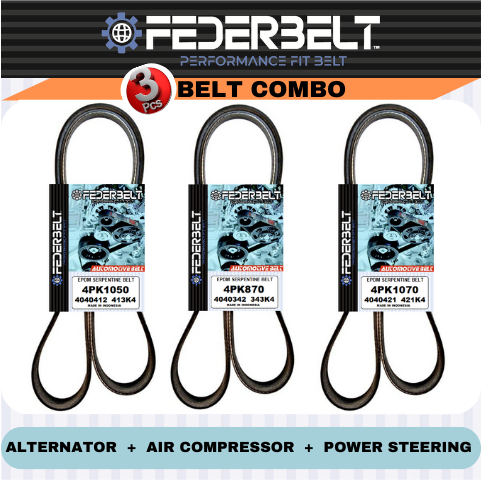 FEDERBELT COMBO 3PCS BELT KIT FIT TOYOTA 4RUNNER+TACOMA+T100 V6 3.4L