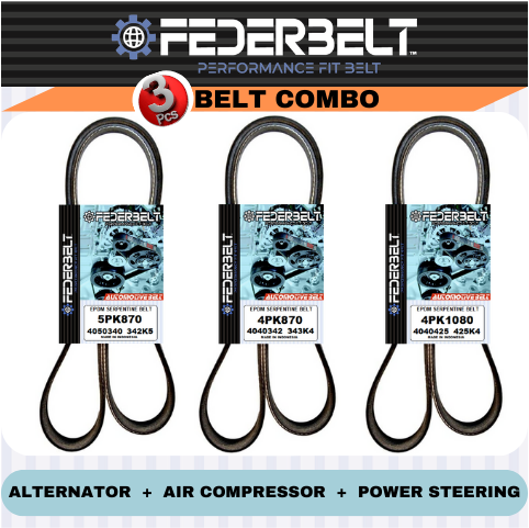 FEDERBELT COMBO 3PCS BELT KIT FIT TOYOTA TACOMA L4 2.4L 1997-2004
