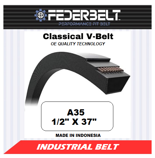 FEDERBELT INDUSTRIAL V-BELT A35 4L370 1/2X37 In
