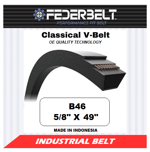 FEDERBELT INDUSTRIAL V-BELT B46 5L490 5/8X49 In